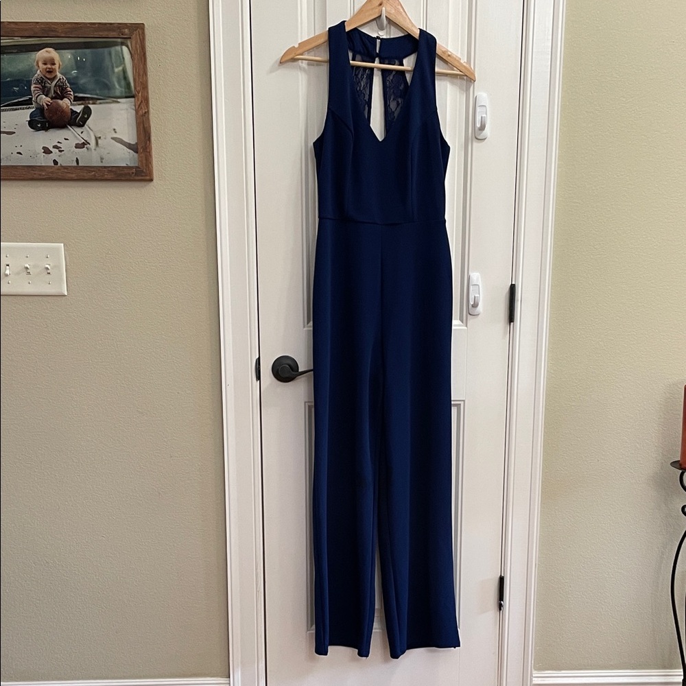 Altar'd State Navy Blue Jumpsuit with Lace Back